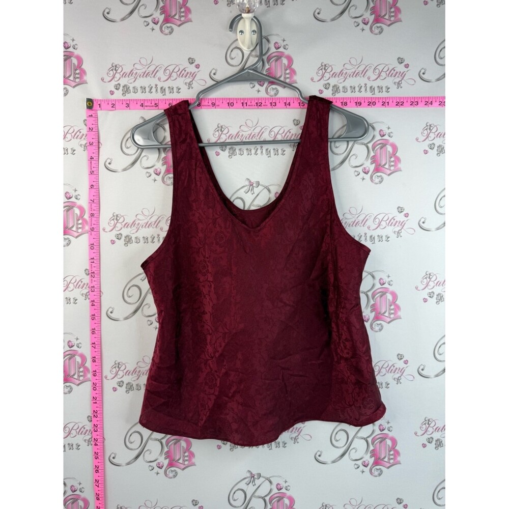 Linda Lace Scoop Neck Tank with a vibrant Burgundy and faded floral design